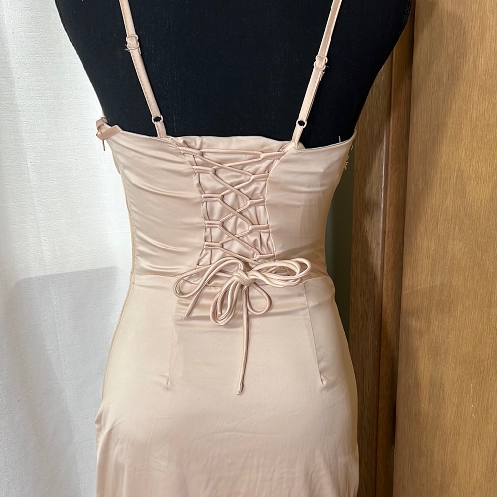 Elegant Nude Evening Corset Gown- Mermaid Style - Picture 5 of 7